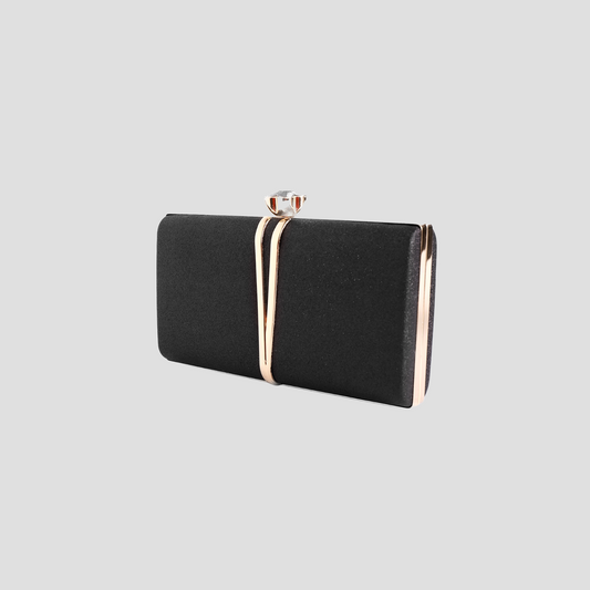 Clutch Dự Tiệc Bản Kim Loại Đính Hoa