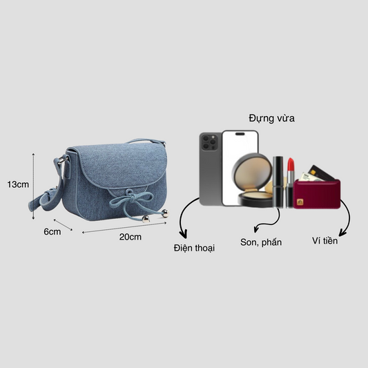 Túi Xách Đeo Chéo Denim Hộp Vuông