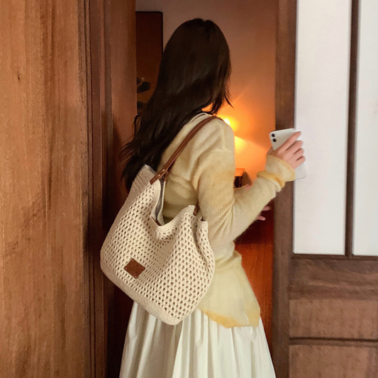 Túi Xách Lưới Vải Bigsize Phối Charm