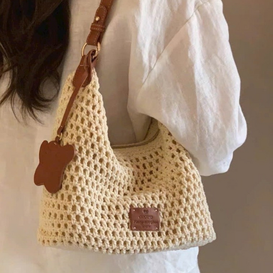 Túi Xách Lưới Vải Phối Charm