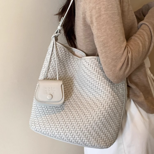 Túi Xách Nữ Bigsize Da Đan Phối Ví Nhỏ