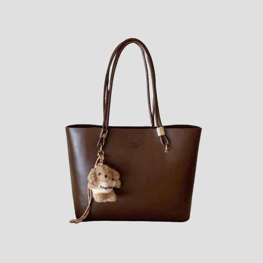 Túi Xách Nữ Bigsize Da Trơn Phối Charm Gấu