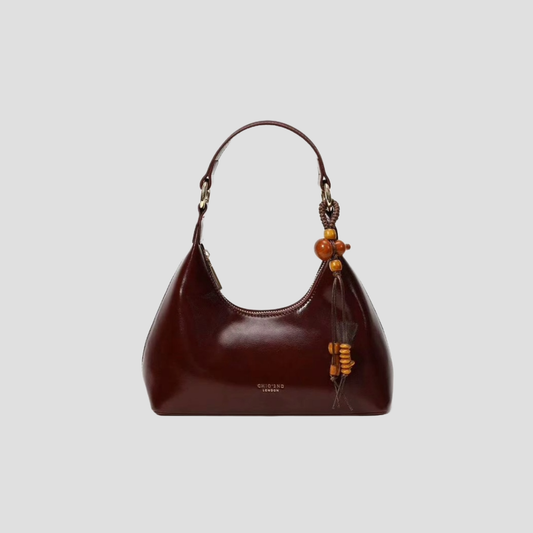 Túi Xách Nữ Da Bóng Kiểu Retro Phối Charm Hạt