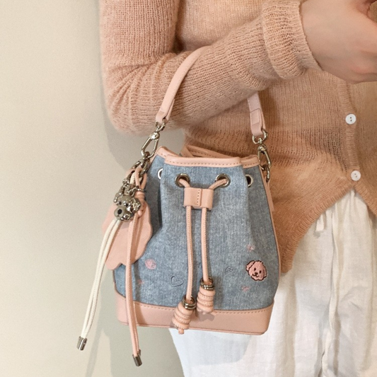 Túi Xách Nữ Da Kiểu Denim Dây Rút