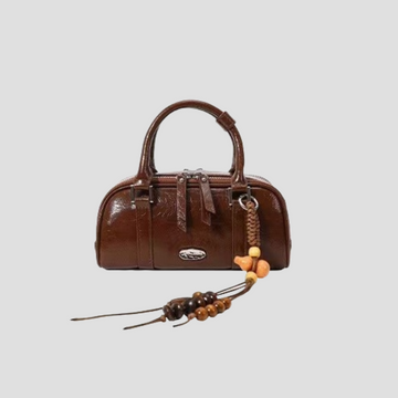 Túi Xách Nữ Da Kiểu Trống Phối Charm Hạt