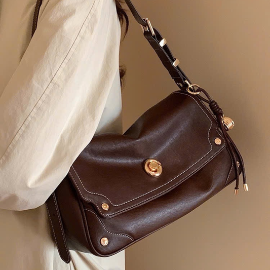 Túi Xách Nữ Da Nắp Gập Phối Khoá Xoay