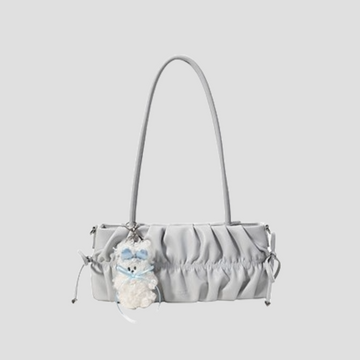 Túi Xách Nữ Da Nhún Phối Charm Gấu