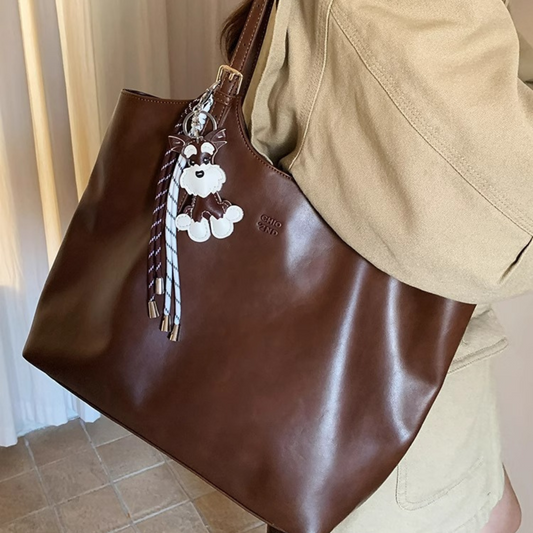 Túi Xách Nữ Đeo Vai Da Trơn Phối Charm