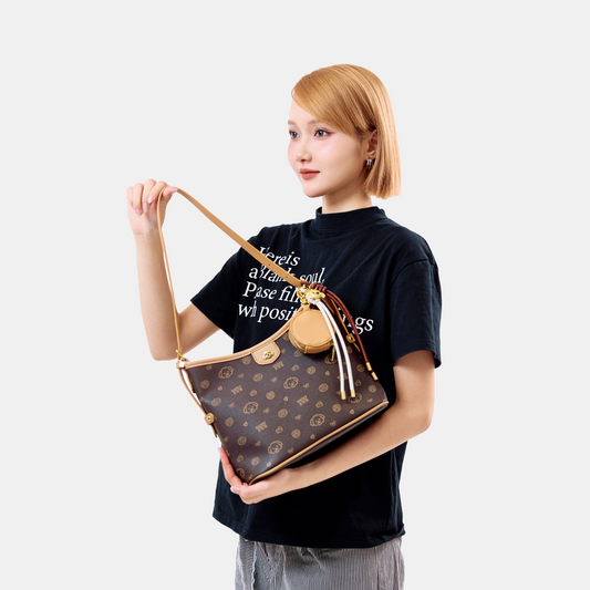 Túi Xách Nữ Đeo Vai Hoạ Tiết Chìm Phối Charm