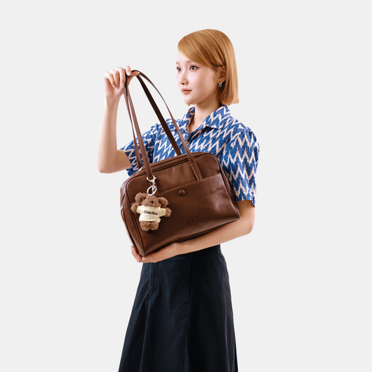 Túi Xách Nữ Hộp Trơn Phối Charm Gấu
