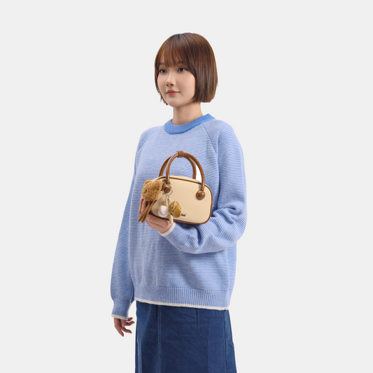 Túi Xách Nữ Hộp Vintage Phối Charm Gấu