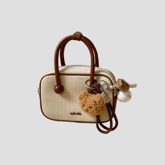 Túi Xách Nữ Hộp Vintage Phối Charm Gấu