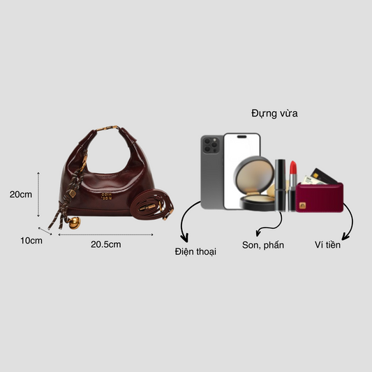 Túi Xách Nữ Kiểu Hobo Phối Charm