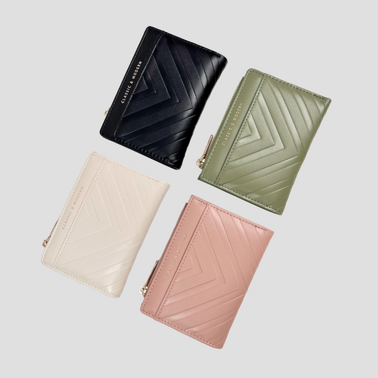 Ví Nữ Cầm Tay Da Vân Chữ V Size Nhỏ