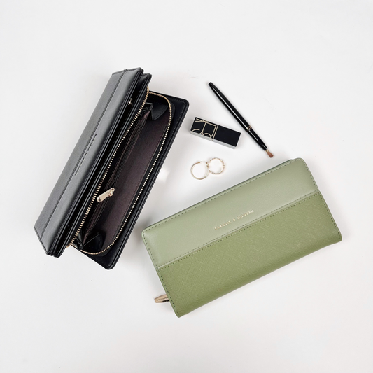 Ví Nữ Dài Cầm Tay Trơn Da Phối