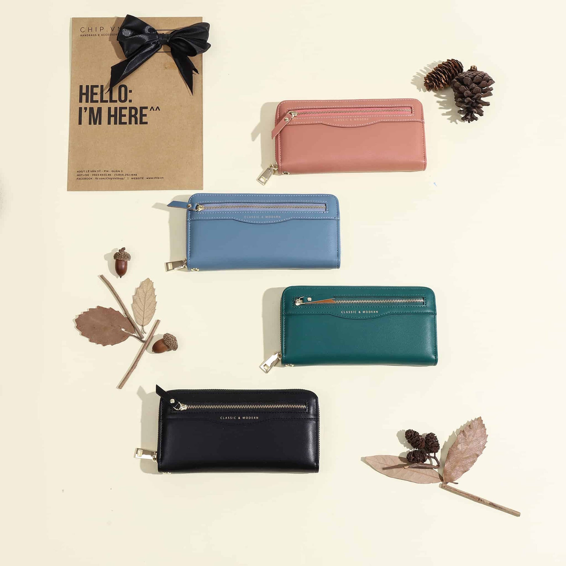 Ví Cầm Tay Dây Kéo Classic Modern-0