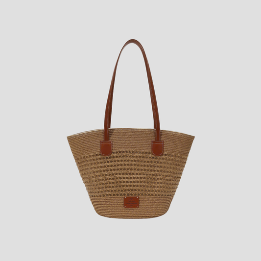 Túi Cói Bigsize Kiểu Xô Phối Quai Da