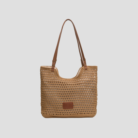 Túi Xách Lưới Vải Bigsize Nâu Phối Charm