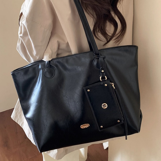 Túi Xách Nữ Bigsize Da Trơn Phối Ví Nhỏ