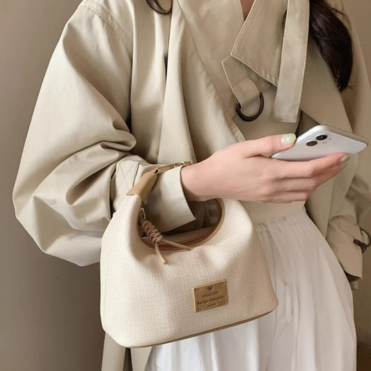 Túi Xách Nữ Canvas Quai Gài Phối Charm