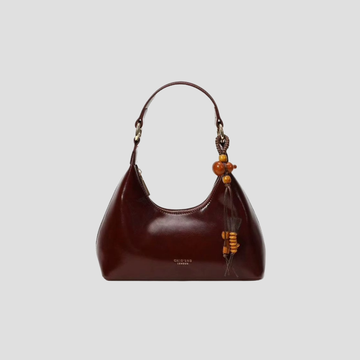 Túi Xách Nữ Da Bóng Kiểu Retro Phối Charm Hạt