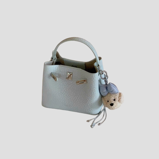 Túi Xách Nữ Da Hạt Khóa Gài Phối Charm Gấu