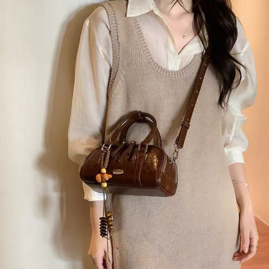 Túi Xách Nữ Da Kiểu Trống Phối Charm Hạt