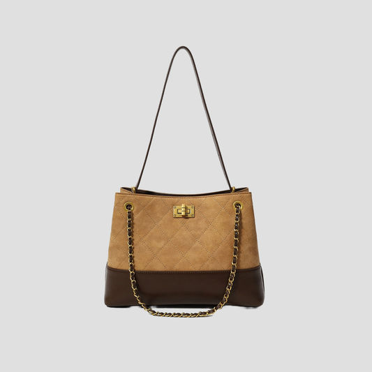 Túi Xách Nữ Da Lộn Chỉ Nổi Phối Màu