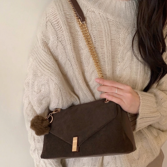 Túi Xách Nữ Da Lộn Kiểu Nắp Gập Bì Thư