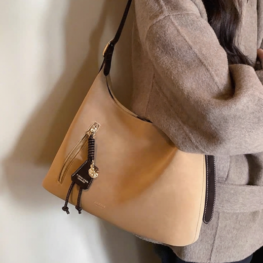 Túi Xách Nữ Da Lộn Phối Ngăn Kéo Ngoài