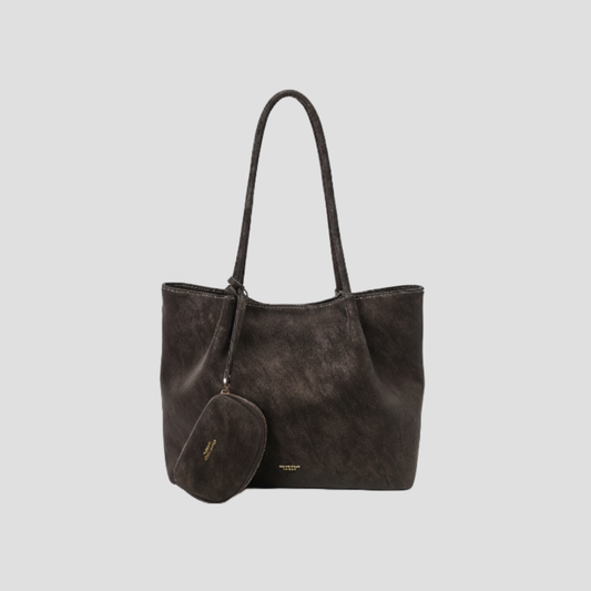 Túi Xách Nữ Da Lộn Quai Nhún Phối Ví Tròn