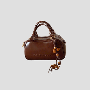 Túi Xách Nữ Hộp Da Bóng Phối Charm Hạt