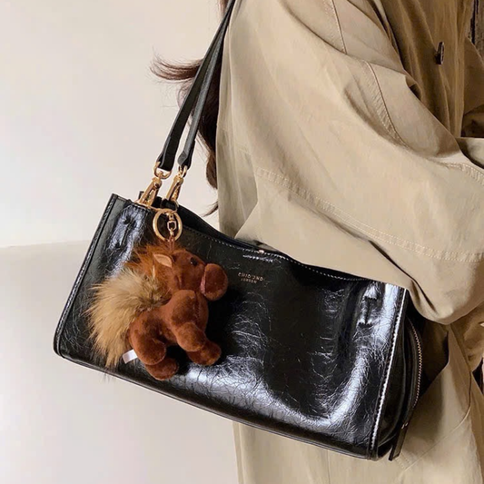 Túi Xách Nữ Hộp Da Nhám Phối Charm