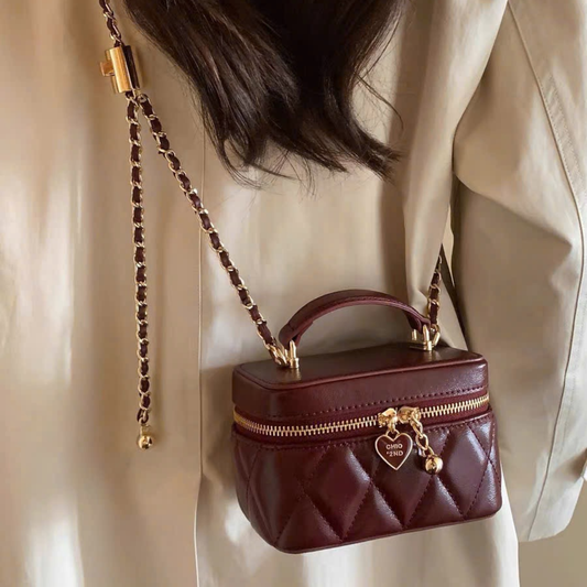 Túi Xách Nữ Hộp Ô Trám Dây Đeo Phối