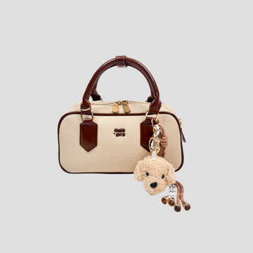 Túi Xách Nữ Hộp Quai Da Phối Charm Gấu