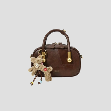 Túi Xách Nữ Hộp Quai Phối Kèm Charm Gấu