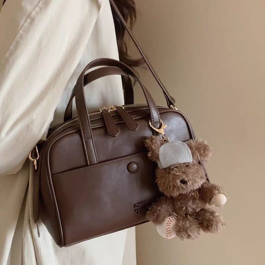 Túi Xách Nữ Hộp Vuông Phối Charm Gấu