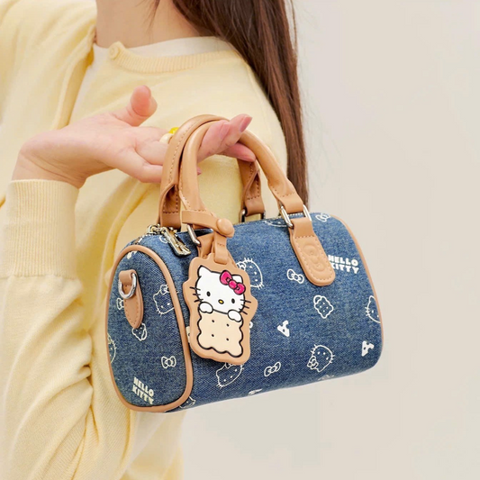 Túi Xách Nữ Kiểu Denim Phối Charm Hello Kitty