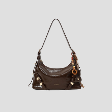 Túi Xách Nữ Vintage Da Nhám Phối Charm Hạt