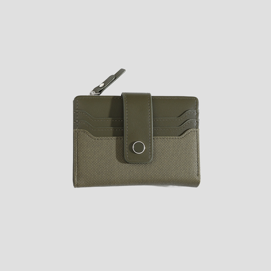 Ví Nữ Da Cầm Tay Cúc Bấm Phối Ngăn Tầng