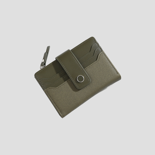 Ví Nữ Da Cầm Tay Cúc Bấm Phối Ngăn Tầng